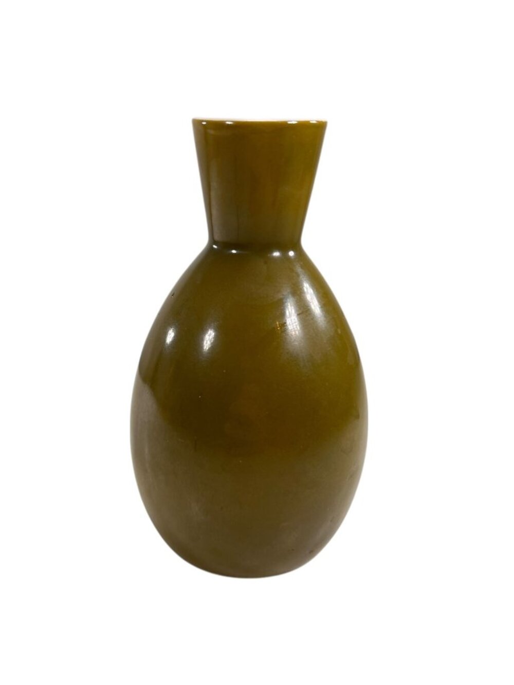 Vintage OMC Otagiri Bud Vase Japan Olive Green Ceramic 4.5 inch Foil Sticker